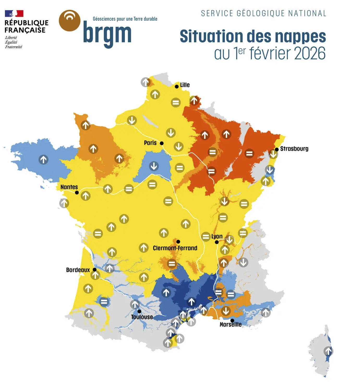 Carte de france sur la situation hydrogéologique