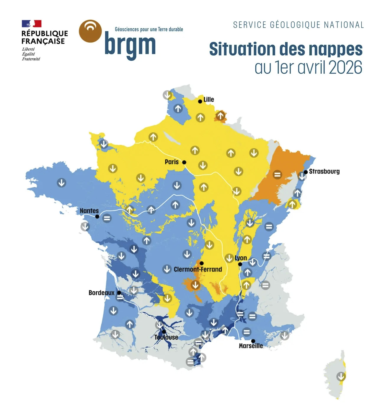 Carte de france sur la situation hydrogéologique